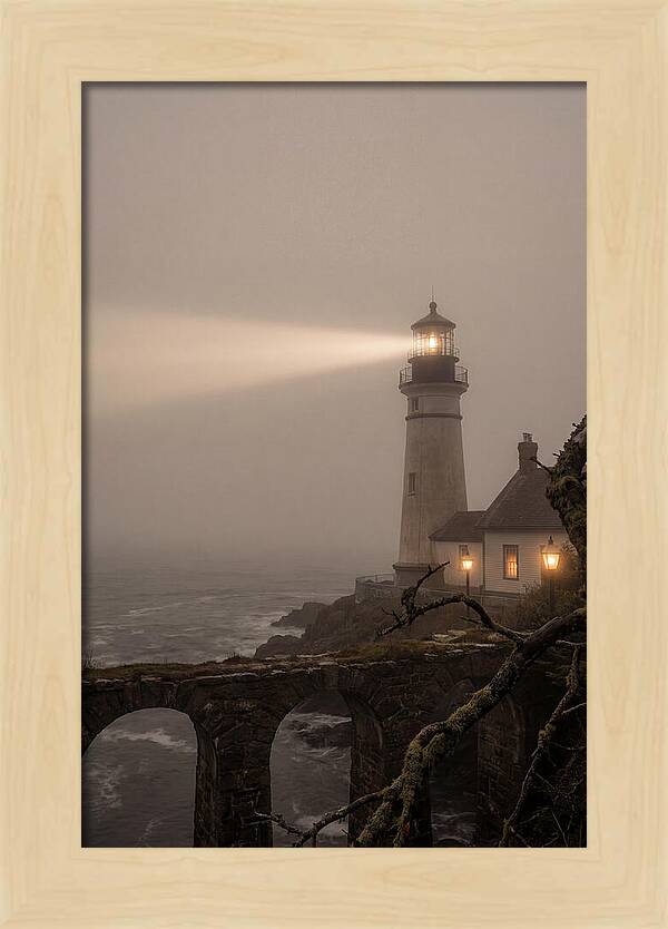 Lighthouse Beam Piercing Foggy Night