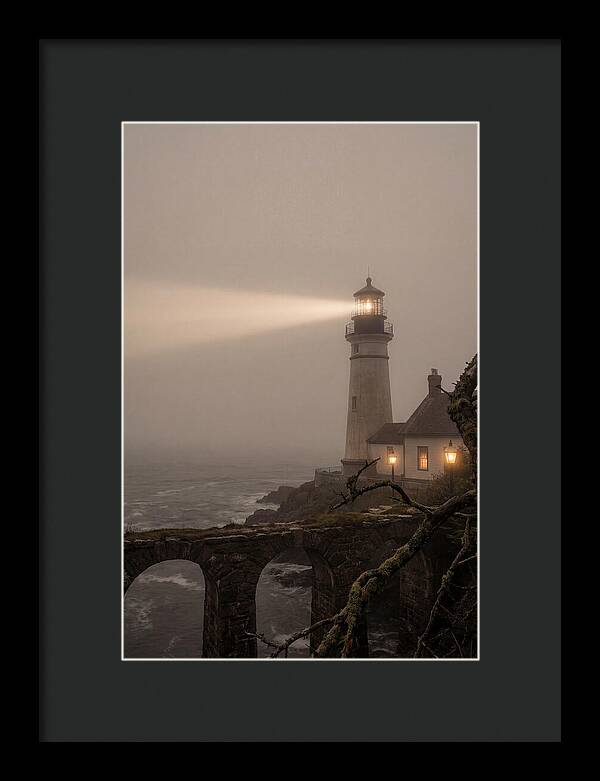 Lighthouse Beam Piercing Foggy Night