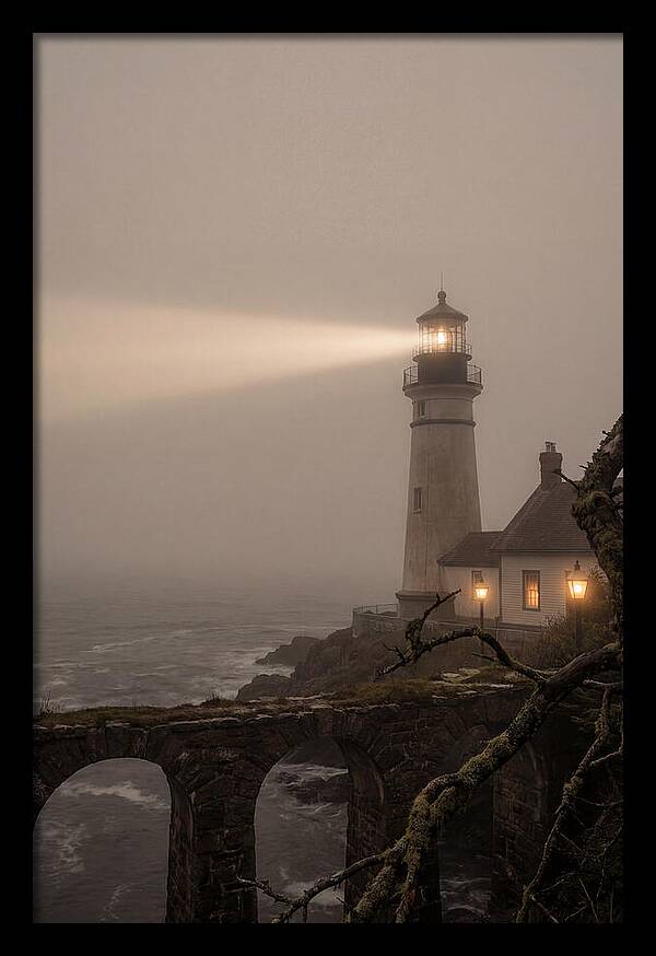 Lighthouse Beam Piercing Foggy Night