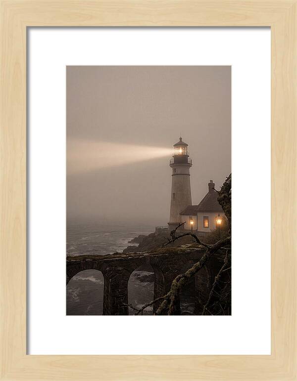 Lighthouse Beam Piercing Foggy Night