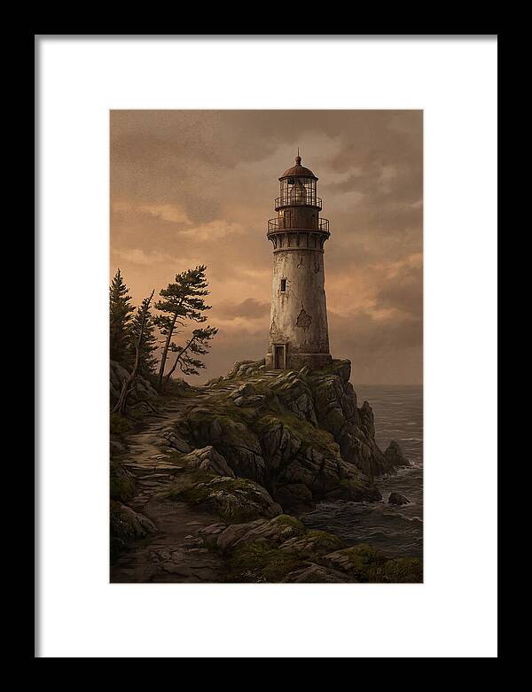 Lighthouse On Rocky Promontory