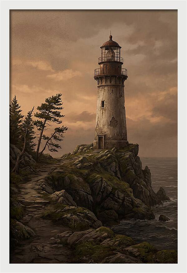 Lighthouse On Rocky Promontory
