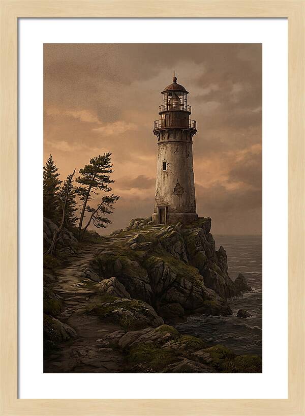 Lighthouse On Rocky Promontory