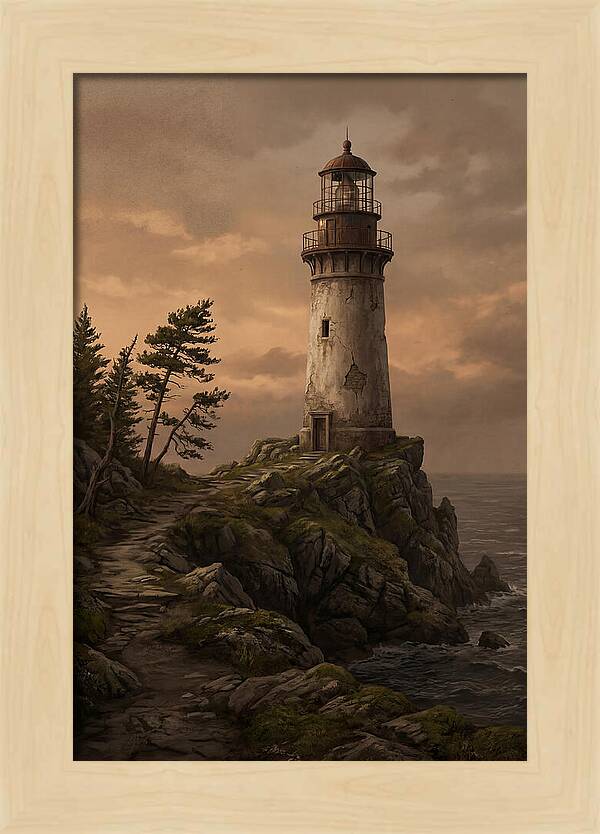 Lighthouse On Rocky Promontory