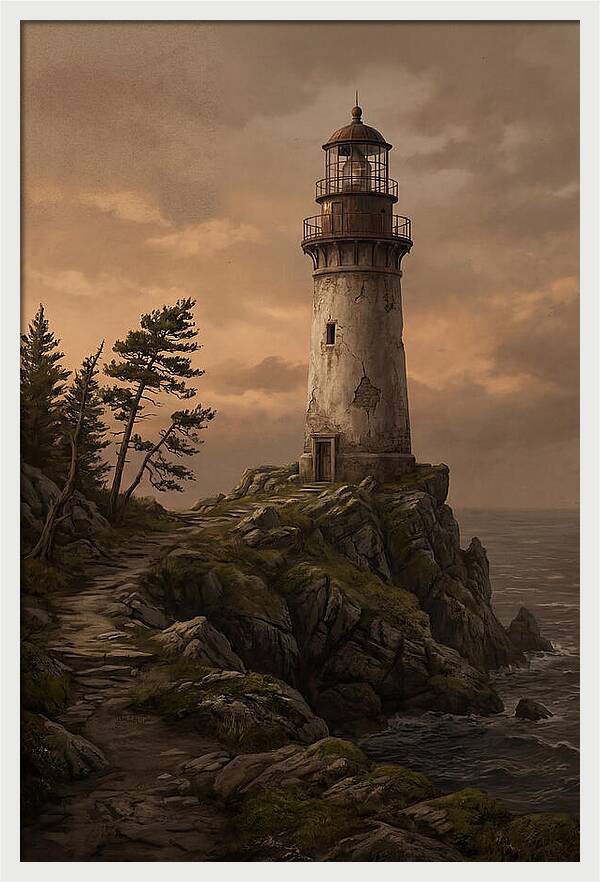 Lighthouse On Rocky Promontory