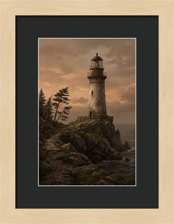 Lighthouse On Rocky Promontory