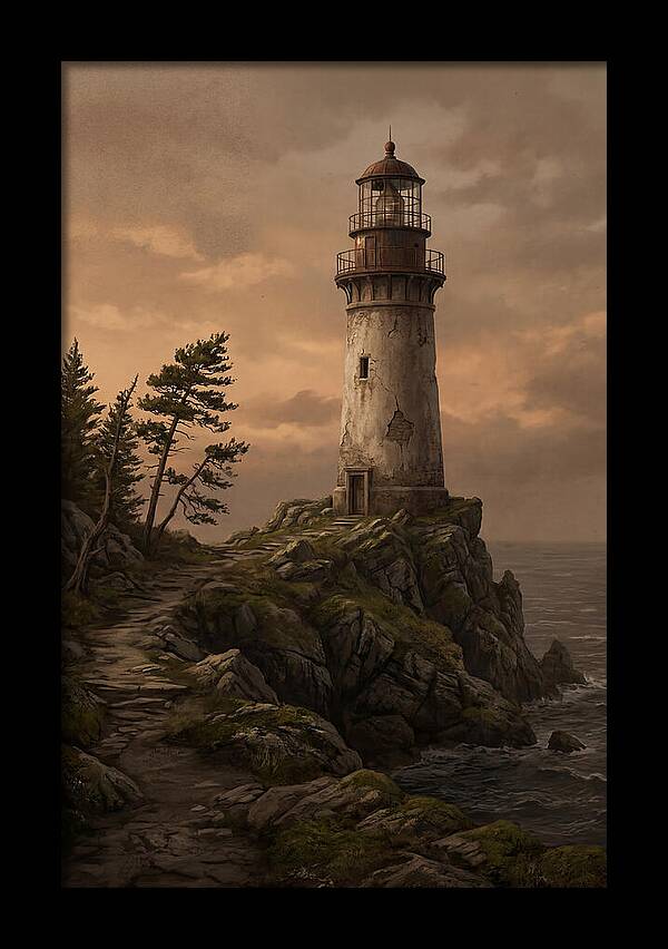 Lighthouse On Rocky Promontory