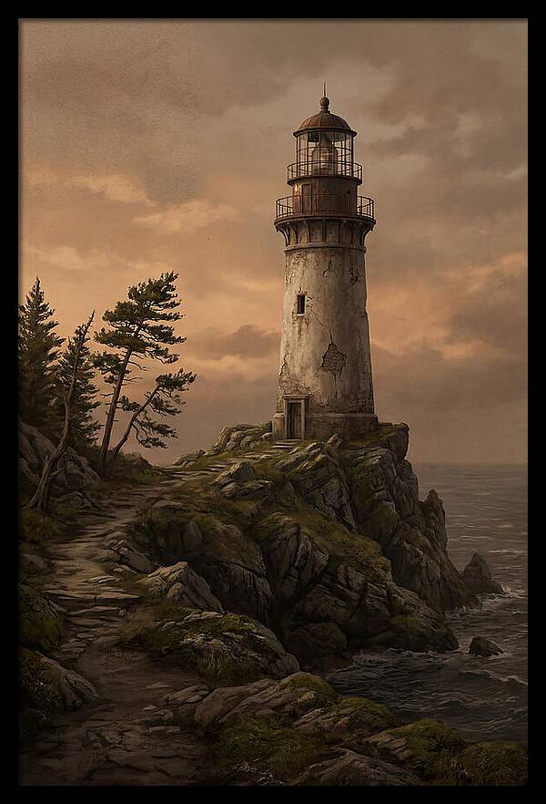 Lighthouse On Rocky Promontory
