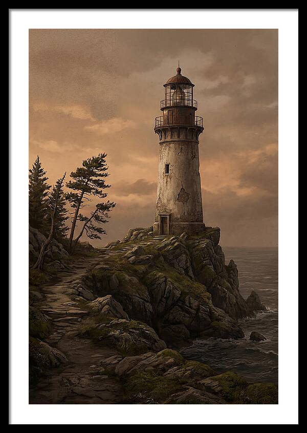 Lighthouse On Rocky Promontory