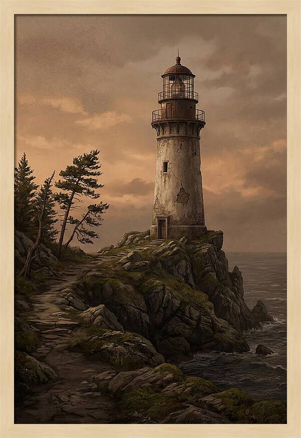 Lighthouse On Rocky Promontory