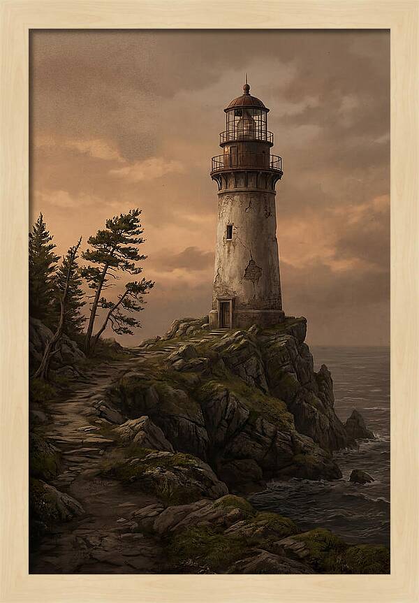 Lighthouse On Rocky Promontory