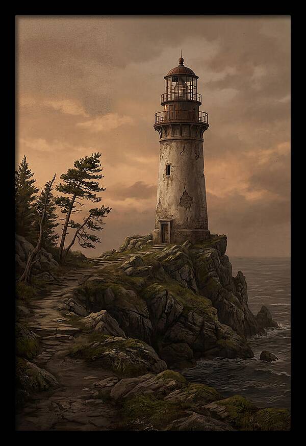 Lighthouse On Rocky Promontory