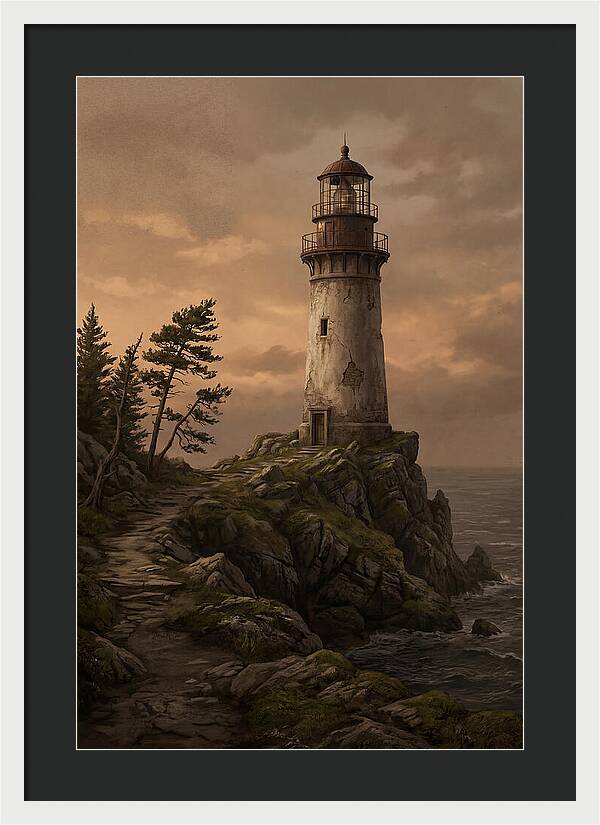 Lighthouse On Rocky Promontory