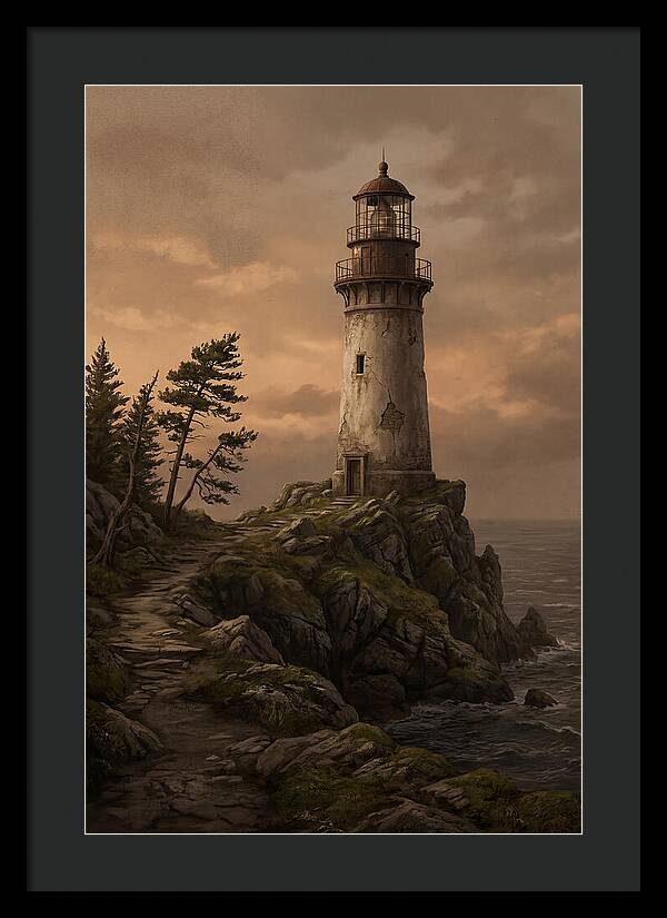 Lighthouse On Rocky Promontory