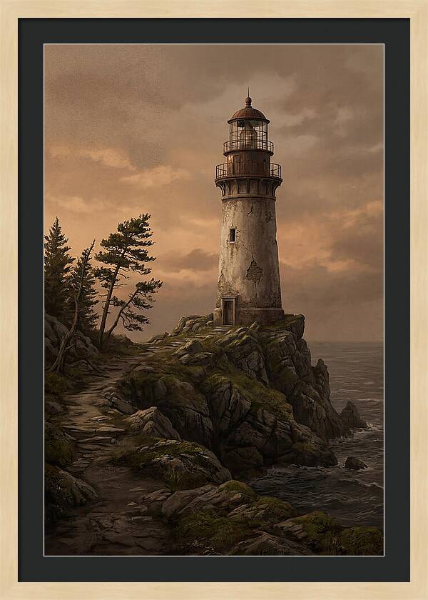 Lighthouse On Rocky Promontory