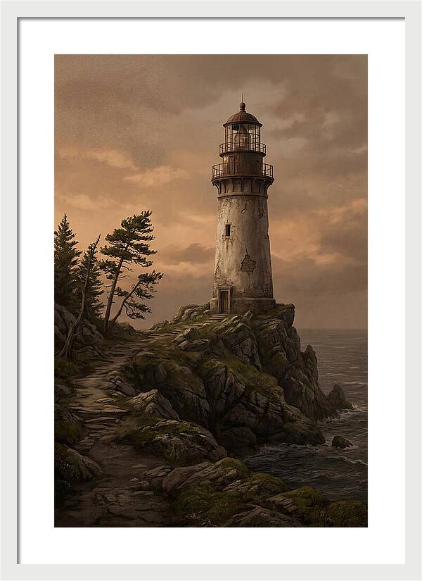 Lighthouse On Rocky Promontory