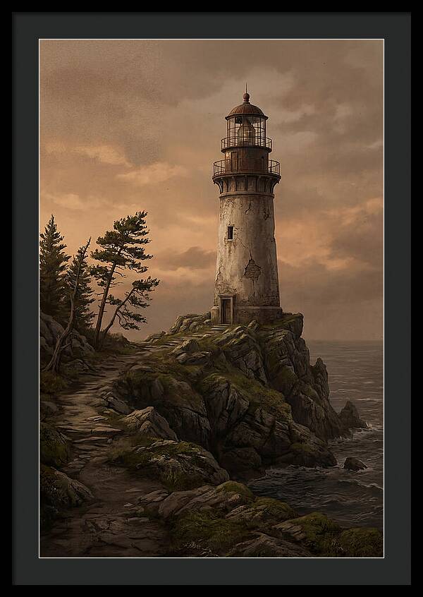 Lighthouse On Rocky Promontory