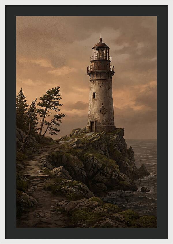 Lighthouse On Rocky Promontory