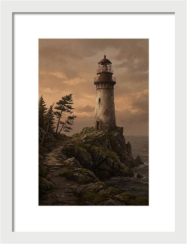 Lighthouse On Rocky Promontory