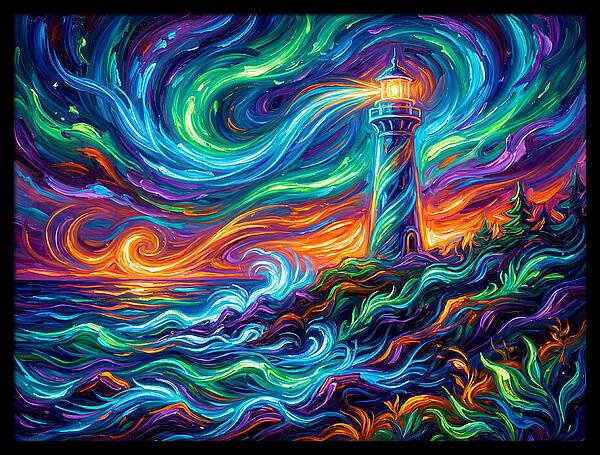 Lighthouse Under Starry Skies