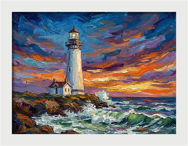 Lighthouse Under Twilight