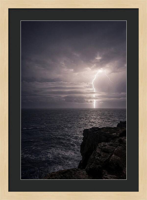 Lightning Storm Over Ocean At Night