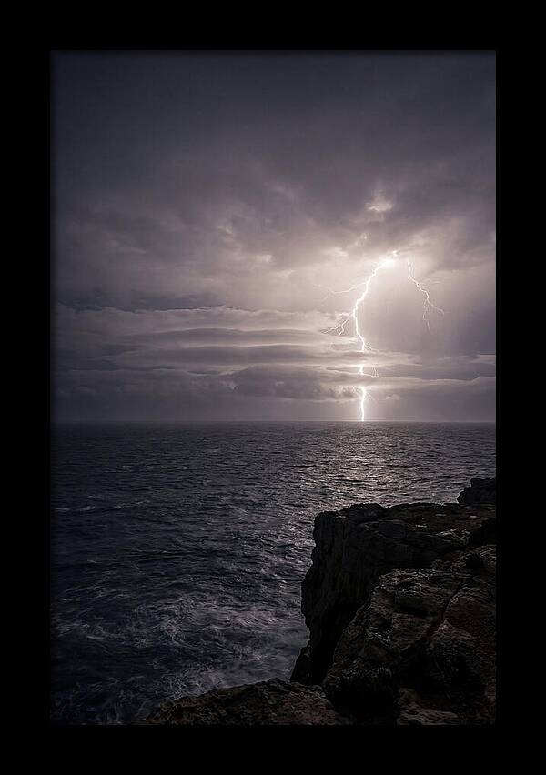 Lightning Storm Over Ocean At Night
