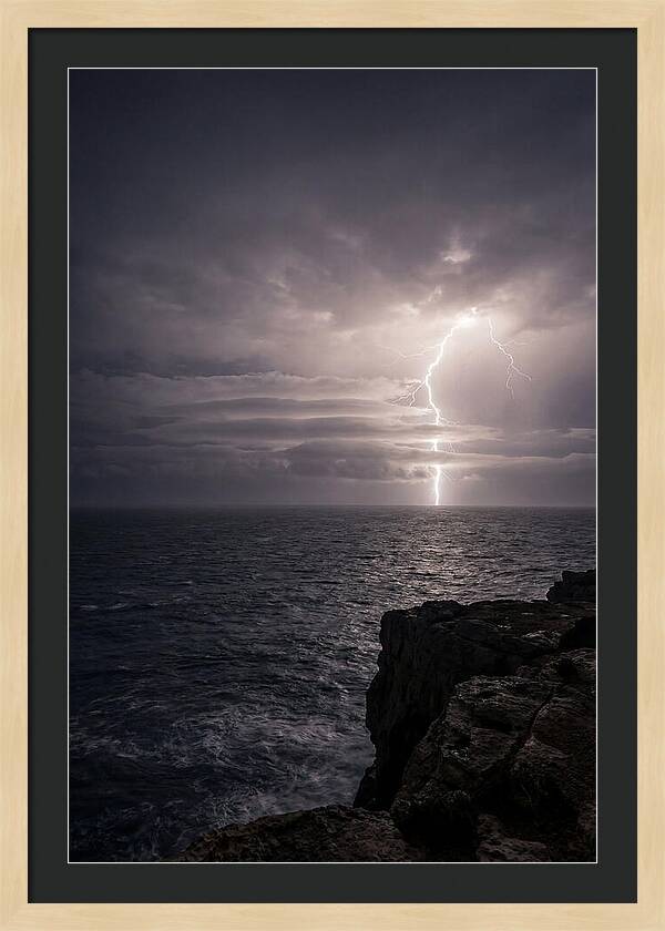 Lightning Storm Over Ocean At Night