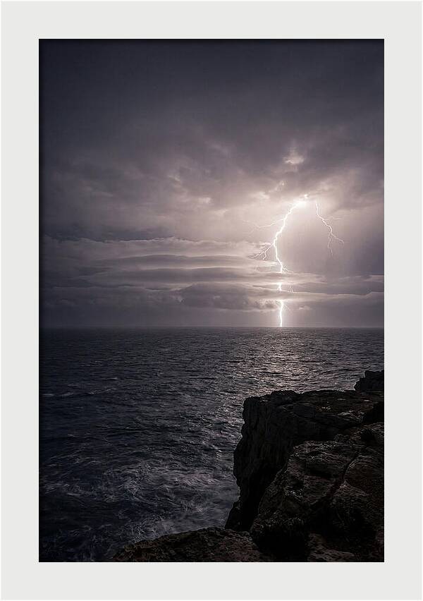 Lightning Storm Over Ocean At Night