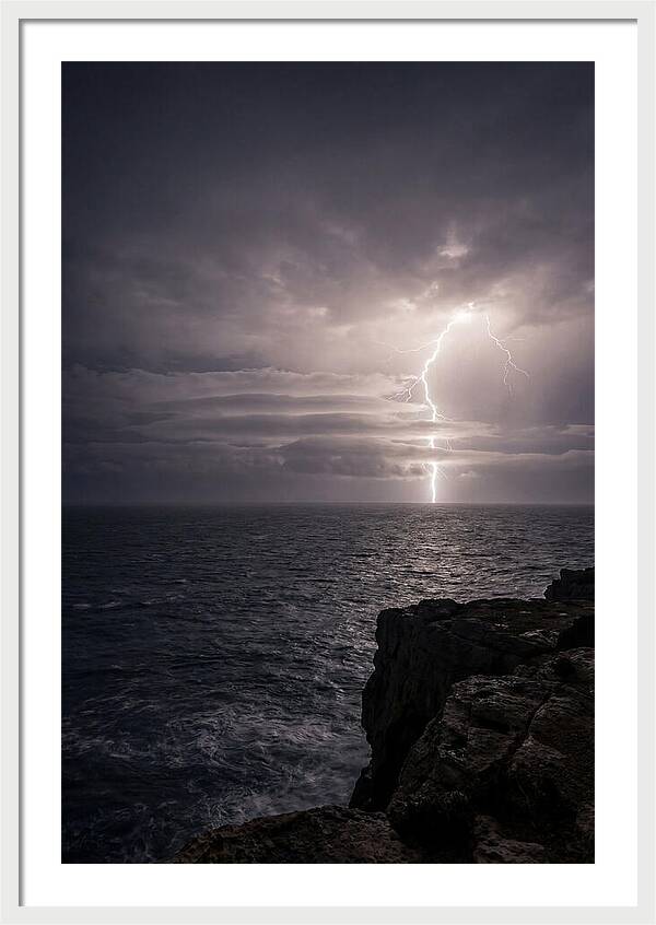 Lightning Storm Over Ocean At Night