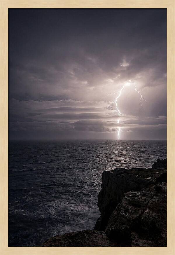 Lightning Storm Over Ocean At Night