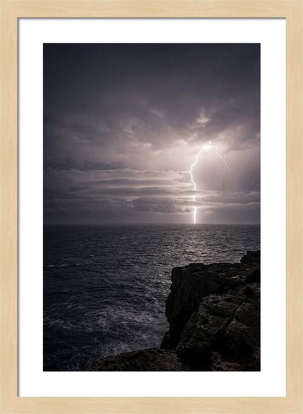Lightning Storm Over Ocean At Night