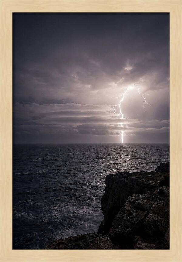 Lightning Storm Over Ocean At Night