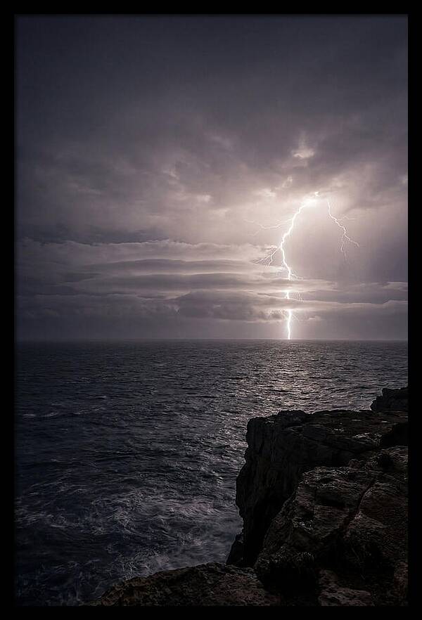 Lightning Storm Over Ocean At Night