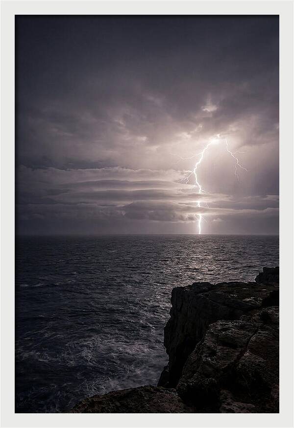 Lightning Storm Over Ocean At Night
