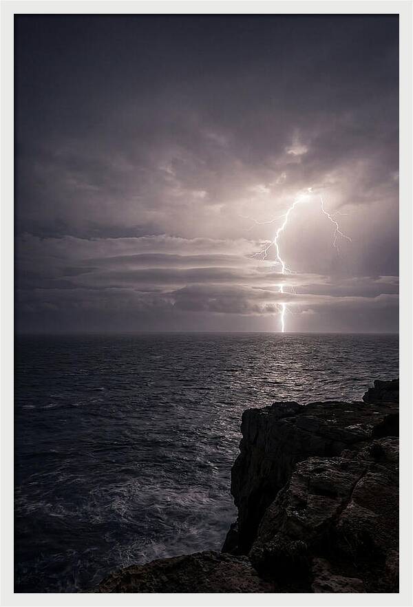 Lightning Storm Over Ocean At Night