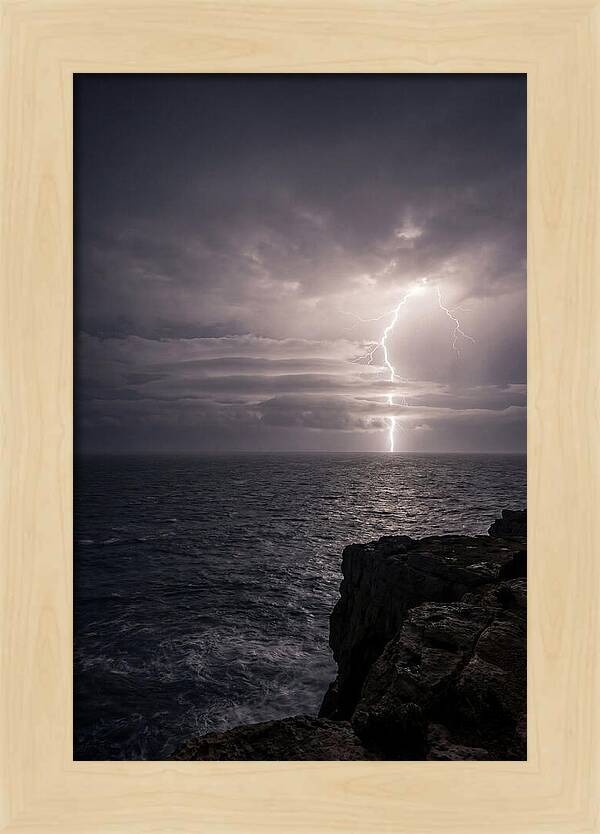 Lightning Storm Over Ocean At Night