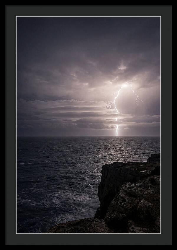 Lightning Storm Over Ocean At Night