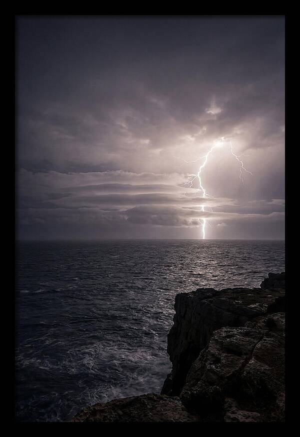 Lightning Storm Over Ocean At Night