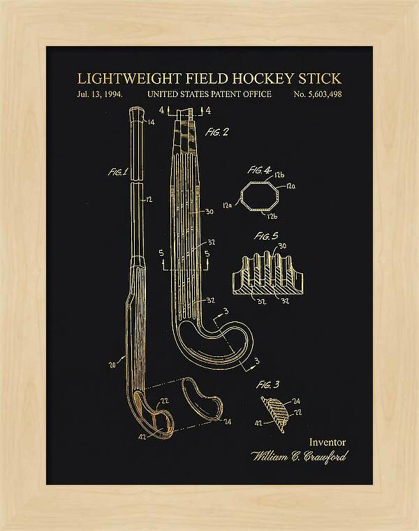 Lightweight Field Hockey Stick Gold Patent Us5603498a