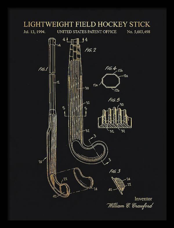 Lightweight Field Hockey Stick Gold Patent Us5603498a