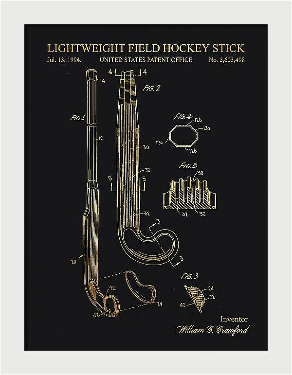 Lightweight Field Hockey Stick Gold Patent Us5603498a