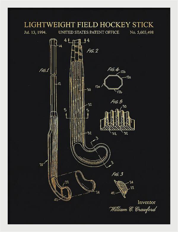 Lightweight Field Hockey Stick Gold Patent Us5603498a