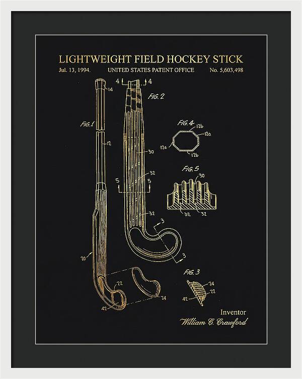 Lightweight Field Hockey Stick Gold Patent Us5603498a