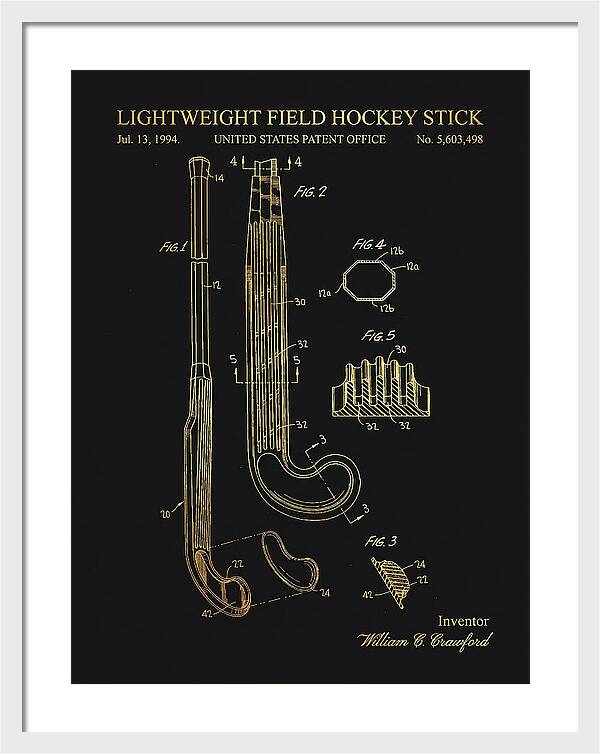 Lightweight Field Hockey Stick Gold Patent Us5603498a
