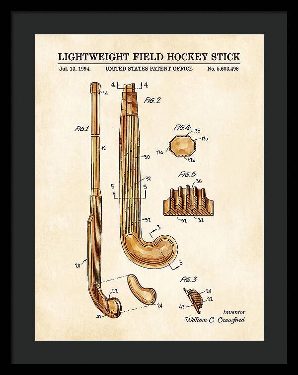 Lightweight Field Hockey Stick Watercolor Patent Us5603498a