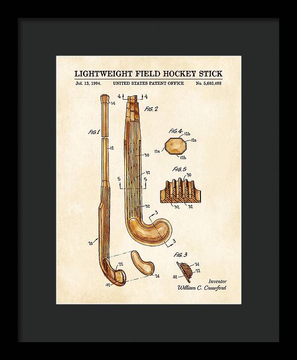 Lightweight Field Hockey Stick Watercolor Patent Us5603498a