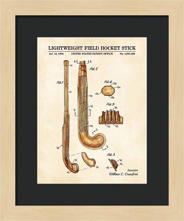 Lightweight Field Hockey Stick Watercolor Patent Us5603498a