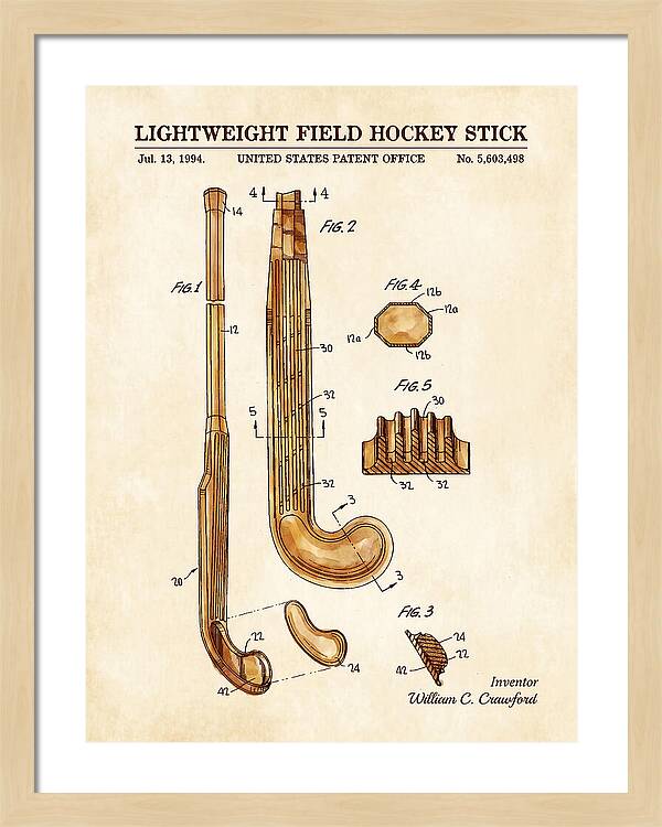 Lightweight Field Hockey Stick Watercolor Patent Us5603498a