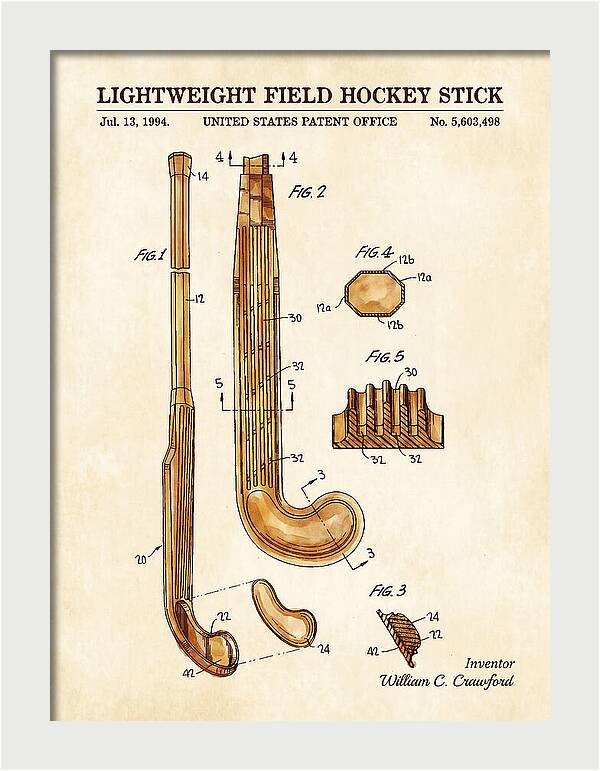 Lightweight Field Hockey Stick Watercolor Patent Us5603498a